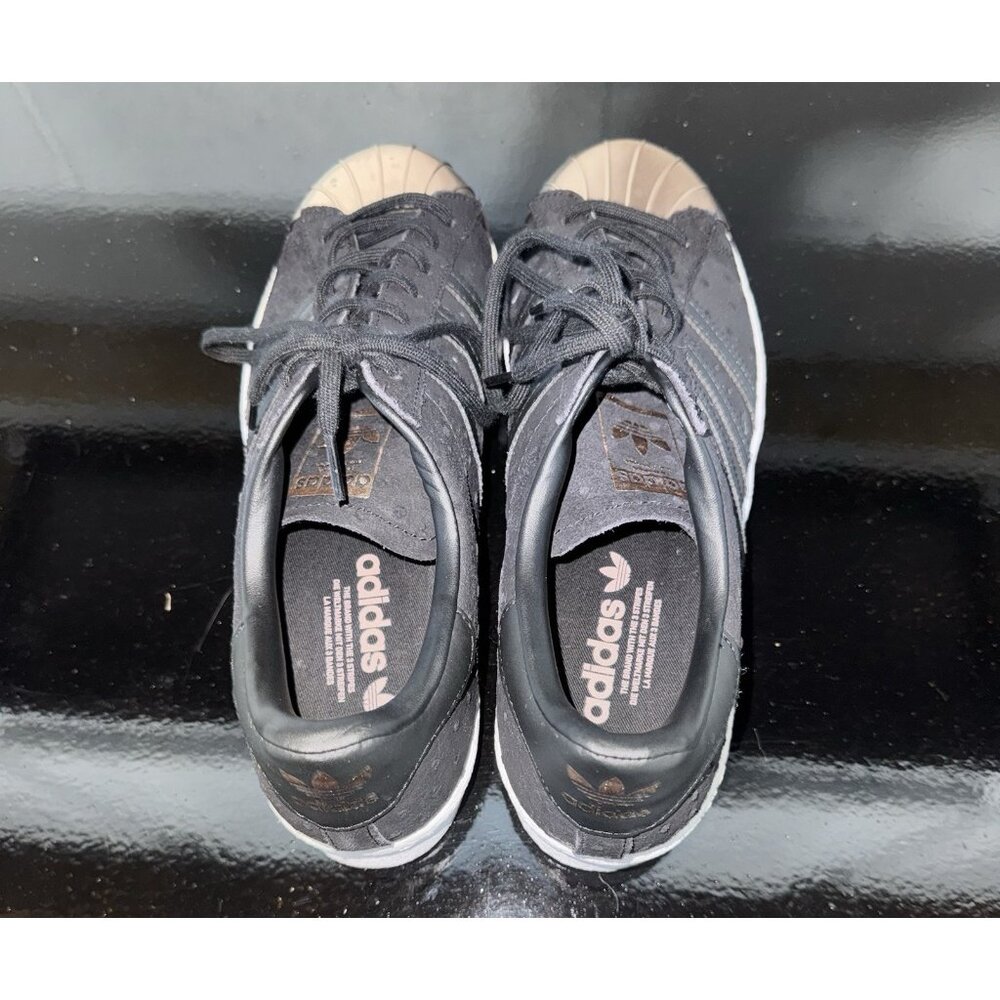 Adidas Superstar 80s Metal Toe Black Rose Gold Womens Athletic Shoes Size 10.5 - Picture 2 of 8